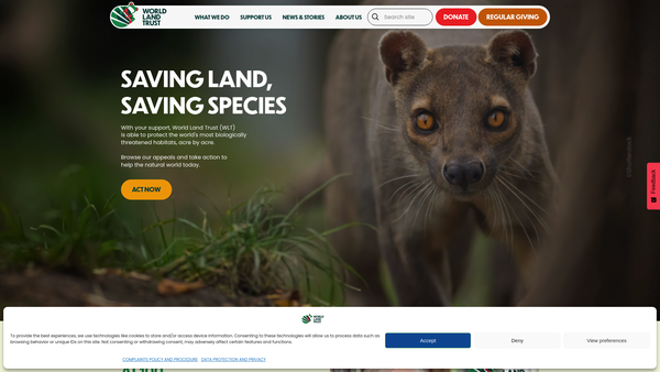 Screenshot of the World Land Trust website