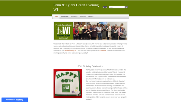 Screenshot of the Penn And Tylers Green Evening W I website