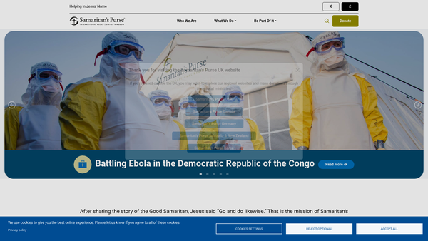 Screenshot of the Samaritan's Purse International Limited website