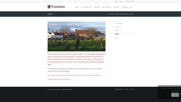 Screenshot of the The Friends Of The Ancient Monuments And Museum Of Winchelsea website