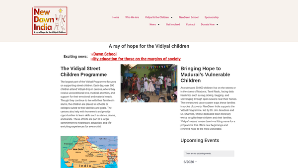 Screenshot of the Newdawn India website