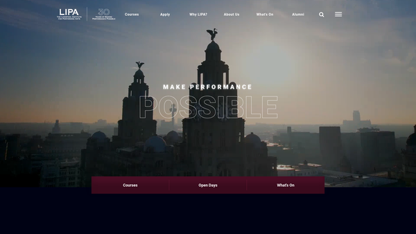 Screenshot of the The Liverpool Institute For Performing Arts website