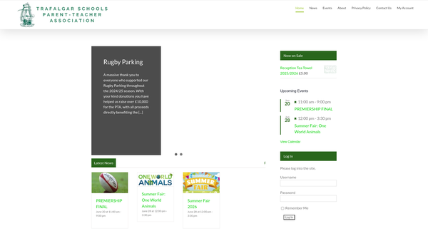 Screenshot of the Trafalgar Schools Parent-Teacher Association website