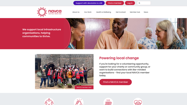 Screenshot of the National Association For Voluntary And Community Action website