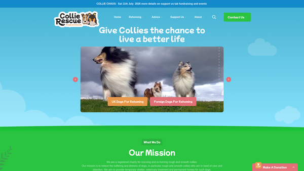 Screenshot of the Collie Rescue (Rough And Smooth) website