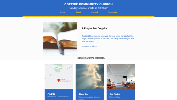 Screenshot of the Coppice Mission Church website