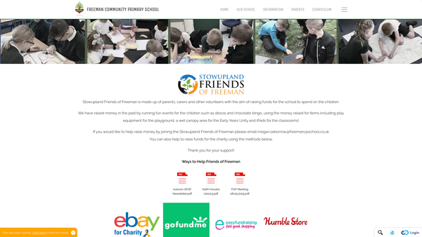 Screenshot of the Stowupland Friends of Freeman website