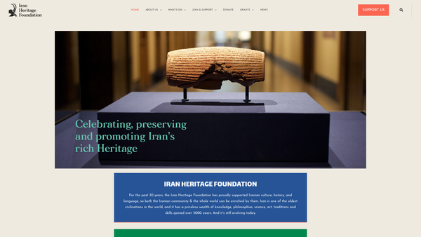Screenshot of the Iran Heritage Foundation website