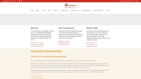 Screenshot of the The Association For Language Learning website