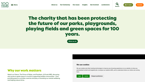 Screenshot of the King George's Fields Stepney website