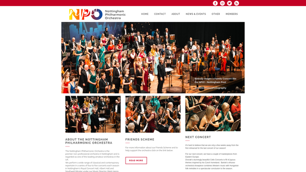 Screenshot of the Nottingham Philharmonic Orchestra Ltd website