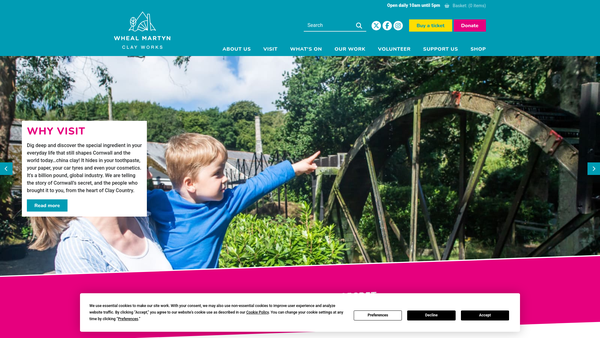 Screenshot of the Wheal Martyn Trust Ltd website