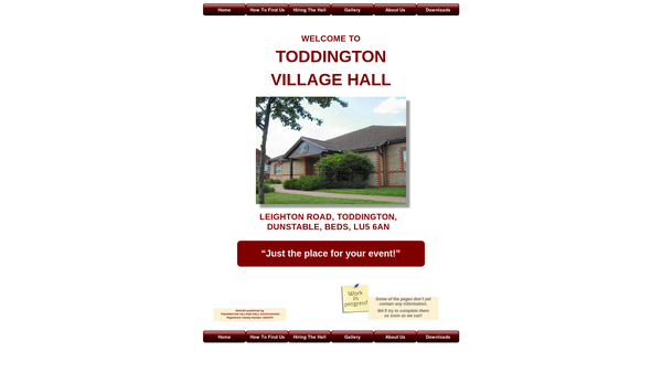 Screenshot of the Toddington Village Hall Association website