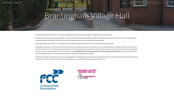 Screenshot of the Brantingham Village Hall website