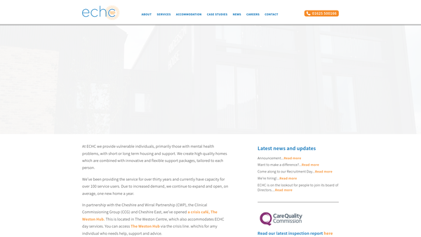 Screenshot of the East Cheshire Housing Consortium Limited website