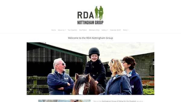 Screenshot of the Nottinghamshire Pony Riding Group For The Disabled Charitable Trust website