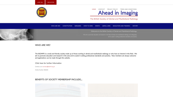 Screenshot of the The British Society Of Dental And Maxillofacial Radiology website
