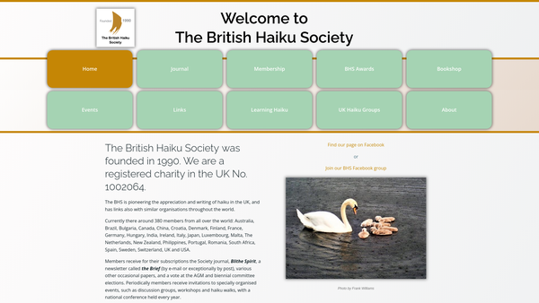Screenshot of the The British Haiku Society website