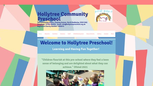 Screenshot of the Hollytree Community Preschool website