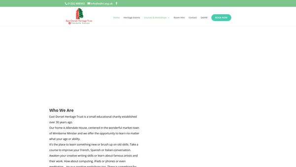 Screenshot of the East Dorset Heritage Trust website