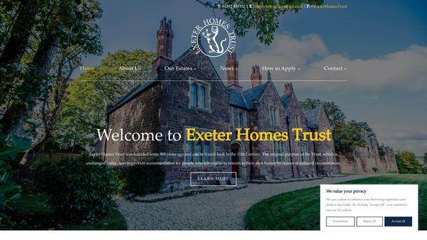 Screenshot of the The Exeter Relief In Need Charity website