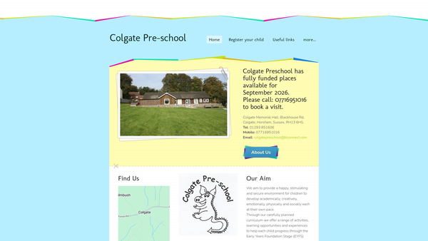 Screenshot of the Colgate Playgroup website