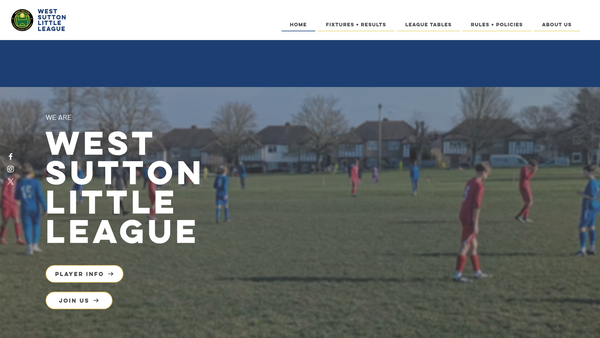 Screenshot of the West Sutton Little League Football website