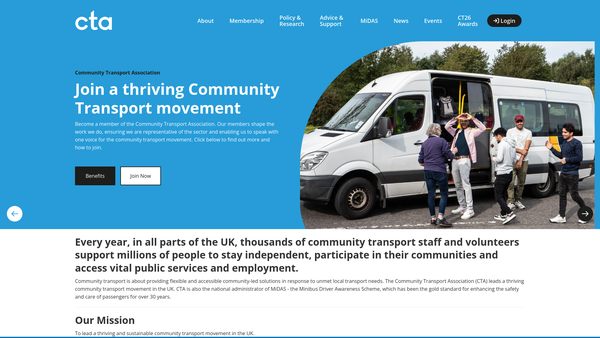 Screenshot of the Community Transport Association UK website