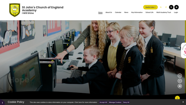 Screenshot of the St John's Church Of England Aided School Coventry Trust website