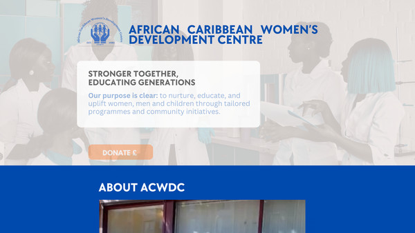 Screenshot of the African Caribbean Women's Development Centre website