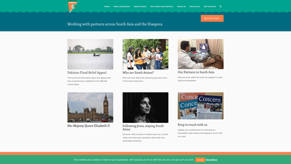 Screenshot of the South Asian Concern Charitable Trust website