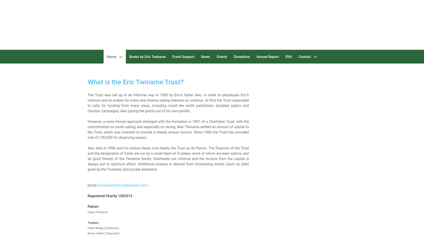 Screenshot of the The Eric Twiname Trust website