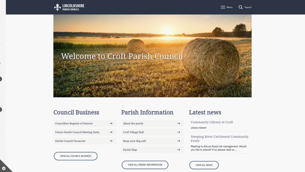 Screenshot of the Croft Village Hall website
