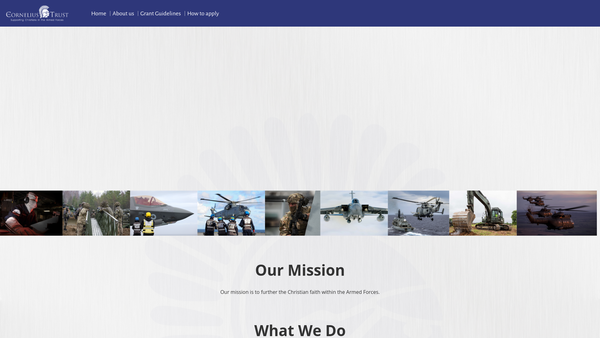 Screenshot of the The Cornelius Trust website