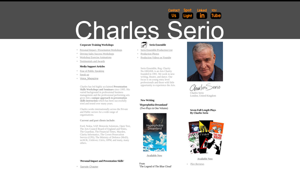 Screenshot of the Serio Ensemble website