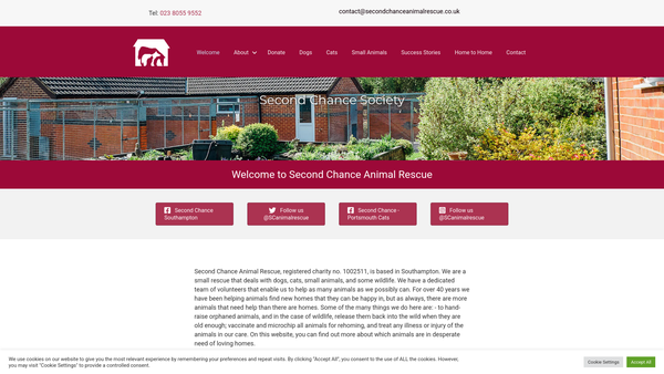 Screenshot of the The Second Chance Society website