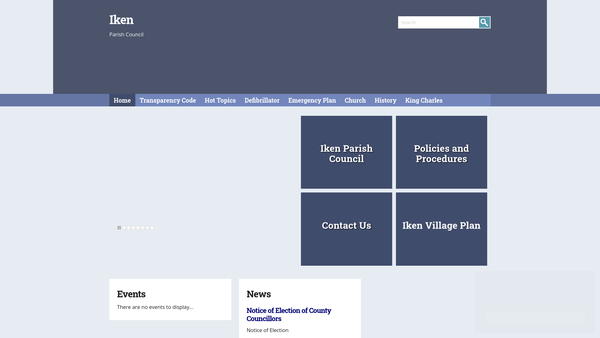 Screenshot of the Iken Village Hall website