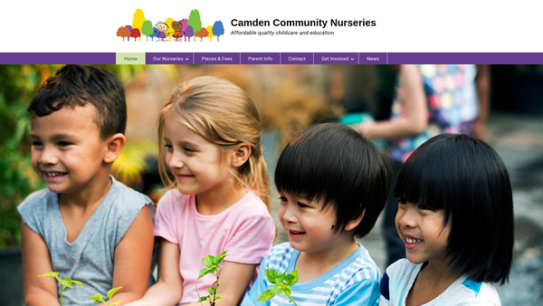 Screenshot of the Camden Community Nurseries Limited website