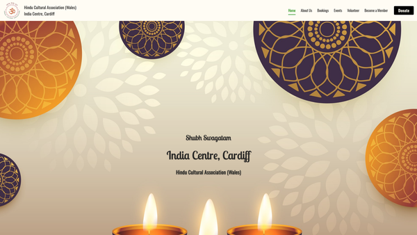 Screenshot of the Hindu Cultural Association (Wales) website
