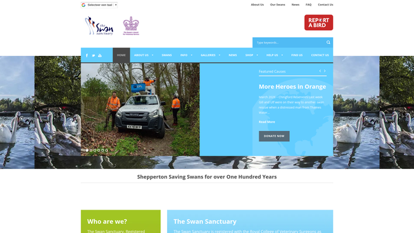 Screenshot of the The Swan Sanctuary website