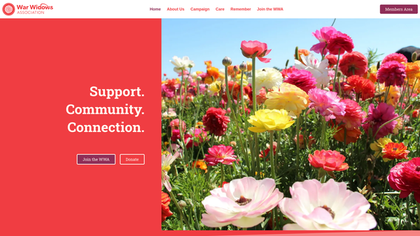 Screenshot of the Armed Forces Widows And Bereaved Families Association (UK) website