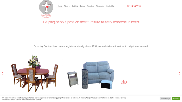 Screenshot of the Daventry Contact website