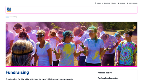 Screenshot of the The Mary Hare Foundation website