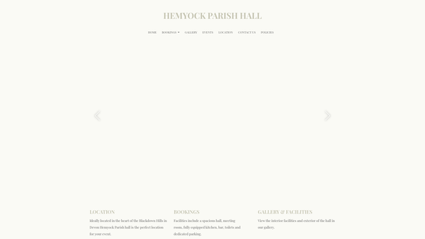 Screenshot of the The Hemyock Parish Hall And Recreation Ground website