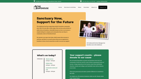 Screenshot of the Homeless People And The Oxford Churches(gatehouse) website