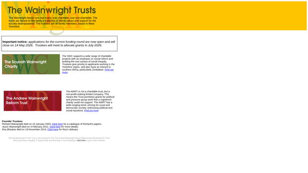 Screenshot of the The Scurrah Wainwright Charity website