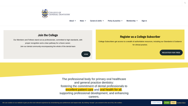 Screenshot of the The College Of General Dentistry website