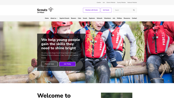 Screenshot of the 1st Malpas Scout Group website