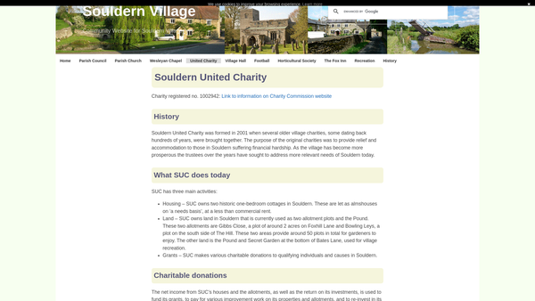 Screenshot of the The Souldern United Charity website