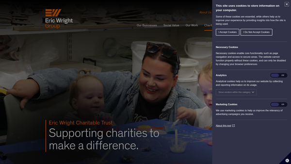 Screenshot of the The Eric Wright Charitable Trust website